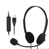 USB Headset Headphone with Microphone Noise Cancelling for PC Computer Call Chat