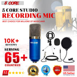 5Core Recording Microphone Podcast Bundle Professional Condenser Cardioid Mic Kit W Desk Stand