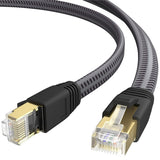 High-Speed Cat 8 Ethernet Cable for Gaming and Streaming - 40Gbps, Gold-Plated Connectors, Flat Design - Compatible with Router, Modem, PC, Gaming System