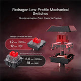 Redragon K618 Horus Wireless RGB Mechanical Keyboard Bluetooth/2.4Ghz/Wired Tri-Mode Ultra-Thin Low Profile Linear Red Switch - ElectronicWard