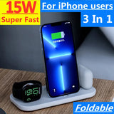 3 In 1 Wireless Charger Stand Pad For iPhone 14 13 12 11 X XR Apple Watch Fast Charging Dock Station for Airpods Pro IWatch 8 7