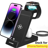 Vikes 3 In 1 Wireless Charger Stand For iPhone and Samsung Fast Charging Station Dock For Galaxy/Watch/AirPods