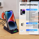 Vikes 3 In 1 Wireless Charger Stand For iPhone and Samsung Fast Charging Station Dock For Galaxy/Watch/AirPods