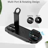7 in 1 30W Rotate Wireless Charger Stand Pad For iPhone Samsung Xiaomi Apple Watch 8 7 6 Airpods Pro Fast Charging Dock Station