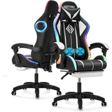 Gaming Chair with Speakers and Lights Ergonomic Computer    Footrest LED RGB  Massage High Back Music Video
