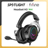 FIFINE Gaming Headset with Dynamic RGB/MIC/In-line control,Ultra-Soft Memory Foam Ear Pads,for PC PS4 PS5 Xbox Laptops -H3