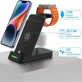 Vikes 3 In 1 Wireless Charger Stand For iPhone and Samsung Fast Charging Station Dock For Galaxy/Watch/AirPods