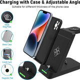 Vikes 3 In 1 Wireless Charger Stand For iPhone and Samsung Fast Charging Station Dock For Galaxy/Watch/AirPods