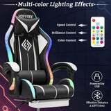 Gaming Chair with Speakers and Lights Ergonomic Computer    Footrest LED RGB  Massage High Back Music Video