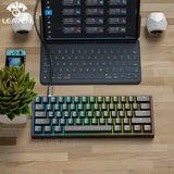 LEAVEN K620 Wired Mechanical Keyboard 61 Keys RGB Lights ESports Gaming Office Personality Key Computer Accessories