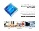 Chatreey T8 Mini PC  Intel Celeron Quad Core N200/N100 Pocket Computer 3xHDMI 2.0 2xGigabit Ethernet  Windows 11 Wifi5