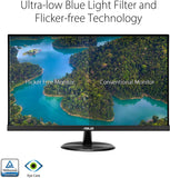 ASUS VP279HE 27” Monitor, 1080P Full HD, 75Hz, IPS, Adaptive-Sync/Freesync, Eye Care, HDMI VGA, Frameless, Low Blue Light, Flicker Free, VESA Wall Mountable