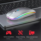 Bluetooth Wireless Mouse for Computer PC Laptop Ipad Tablet with RGB Backlight Mice Ergonomic Rechargeable USB Mouse Gamer