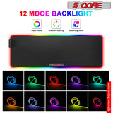 5 Core RGB Mouse Pad • 12 Light Modes High-Performance Soft Padded Large Gaming Keyboard Mouse Mat
