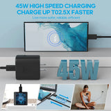 45W USB-C Super Fast Wall Charger 10FT Cable for Samsung Galaxy S20 S21 S22 S23