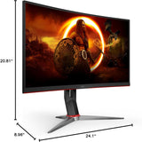 AOC C27G2Z 27" Curved Frameless Ultra-Fast Gaming Monitor, FHD 1080P, 0.5Ms 240Hz, Freesync, HDMI/DP/VGA, Height Adjustable, 3-Year Zero Dead Pixel Guarantee, Black, Xbox PS5 Switch