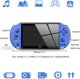 Handheld Game Console 5.1 Inch Pro Retro Games Consoles Built-In Classic Games Rechargeable Battery Portable Style Game Consoles X12 Blue