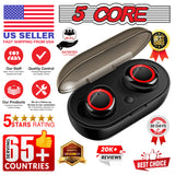 5 Core Wireless Ear Buds 2Pack Mini Bluetooth Noise Cancelling Earbud Headphones 32H Playtime IPX8